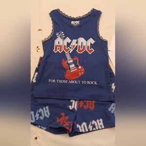 AC/DC Blue and Red Matching Tank Top Set